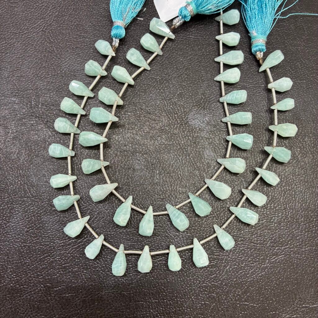 Amazonite Fancy Cut Drops, 21 cm, 23 beads, 11*5.8 mm