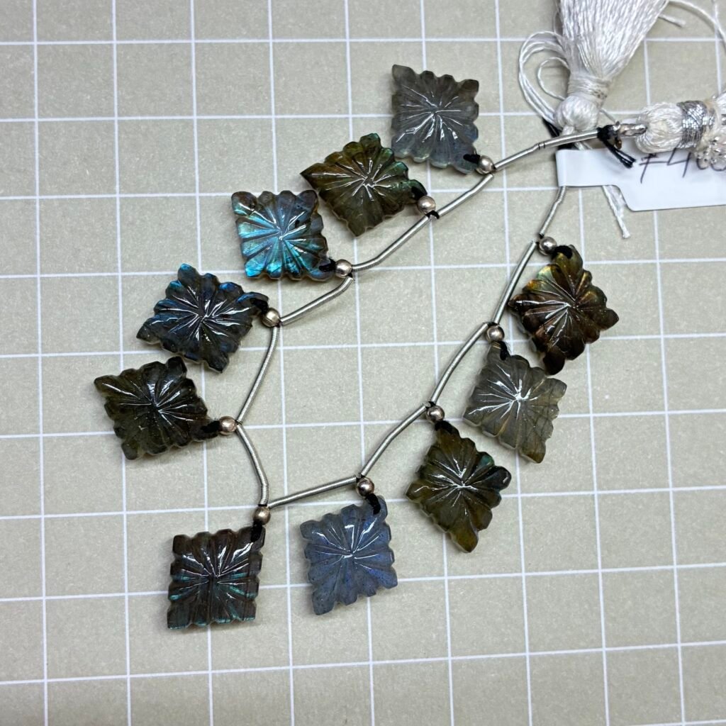 Labradorite, Carved Lozenge, multy sheen, 17*14 mm, 10 beads