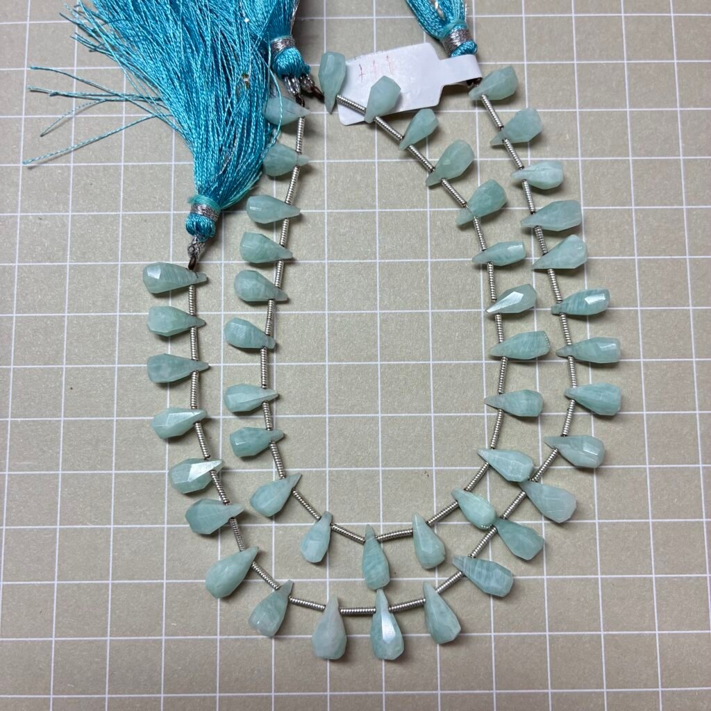 Amazonite Fancy Cut Drops, 21 cm, 23 beads, 11*5.8 mm