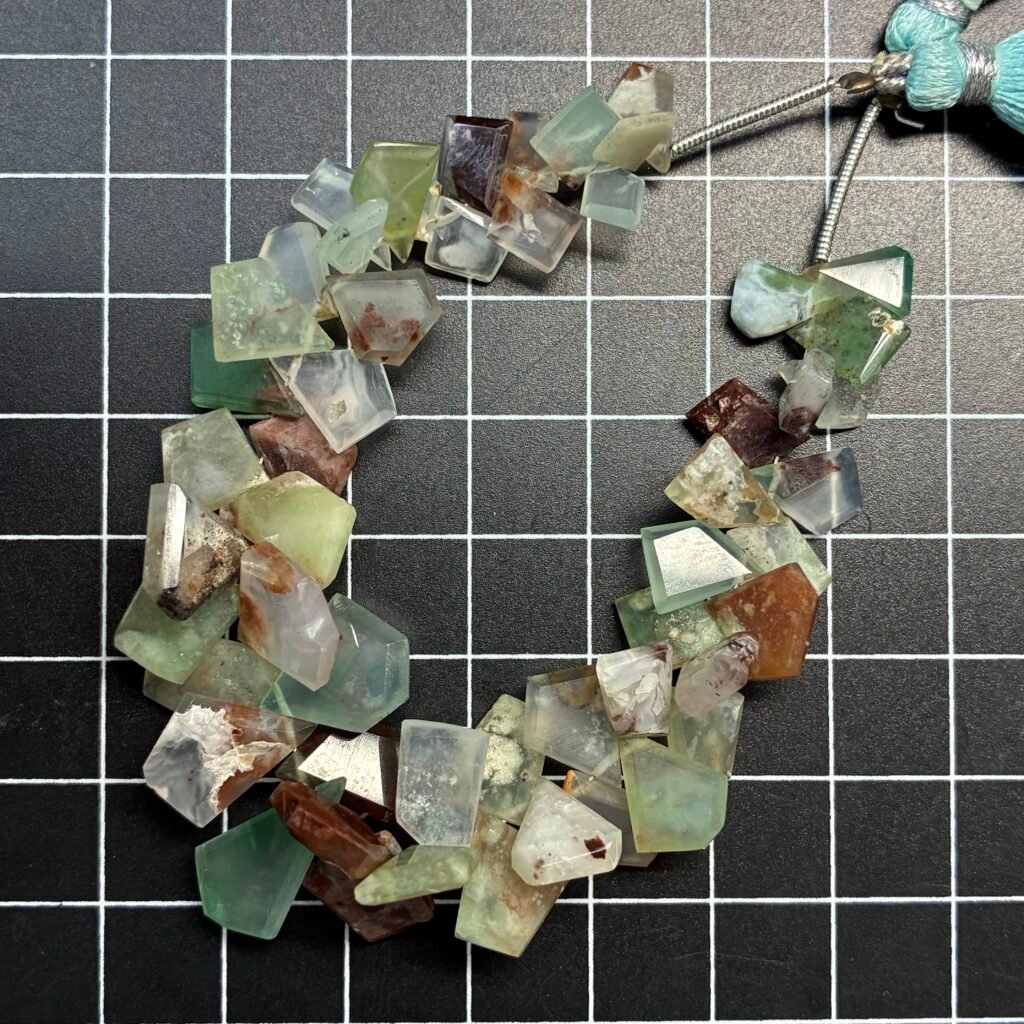 Aquaprase/Aqua Chalcedony Fancy Cut Slices, 15cm , 13-9mm