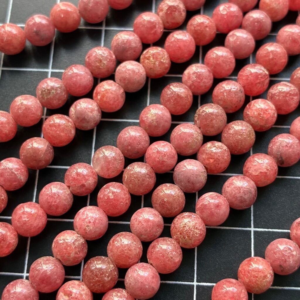 Rhodonite, Round, 48 Cm, 6-6.5 Mm