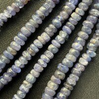 Tanzanite, Faceted Button, L Size, 46 Cm, 5.5 -6 Mm