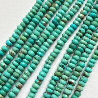Turquoise Faceted Button 3.5-4 Mm, Green , 34 Cm