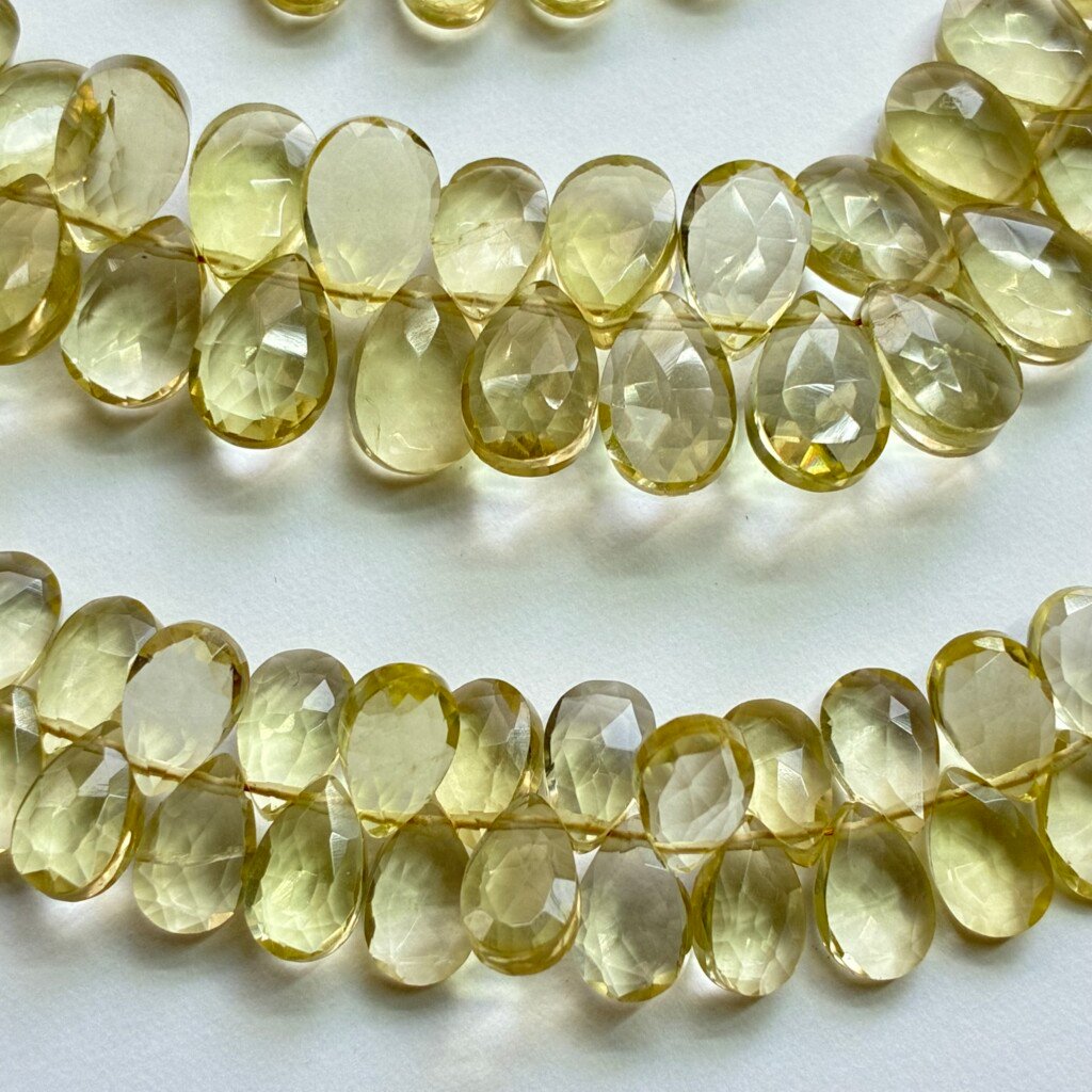 Lemon Faceted Pear,18cm,9*6mm