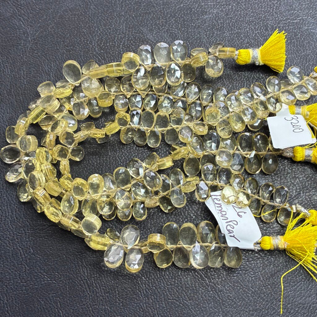Lemon Faceted Pear,18cm,9*6mm