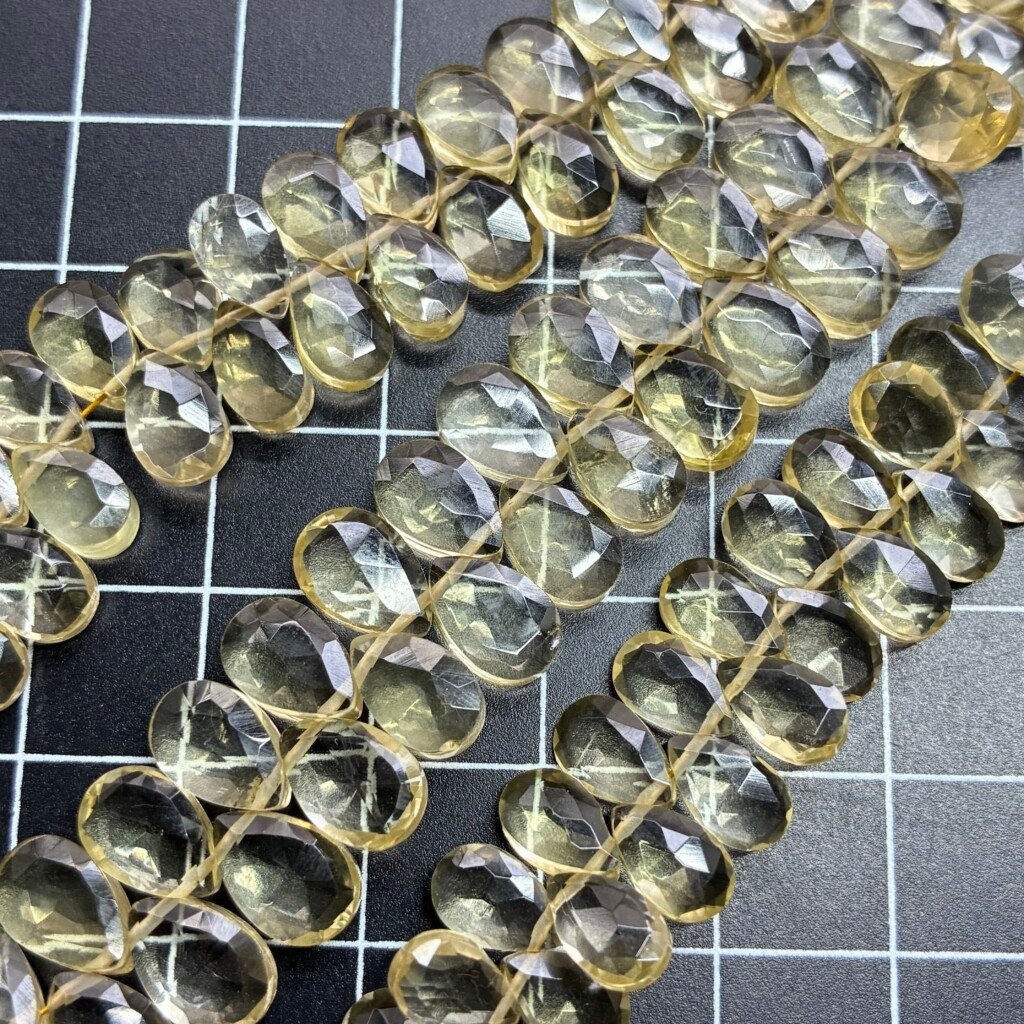 Lemon Faceted Pear,18cm,9*6mm