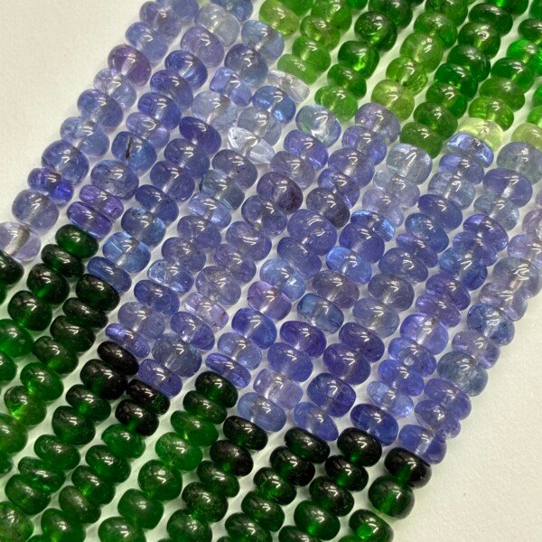 Tanzanite and Tsavorite Smooth Rondelles, 40Cm, 3-4mm