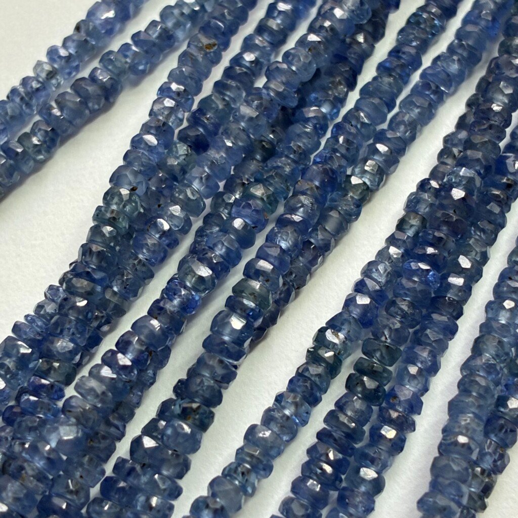 Blue Sapphire Rondelles, 41 Cm, 3.5- 2.5mm, Aaa Natural Burma