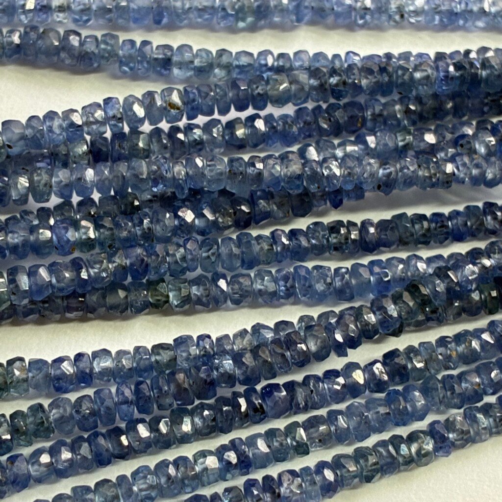 Blue Sapphire Rondelles, 41 Cm, 3.5- 2.5mm, Aaa Natural Burma