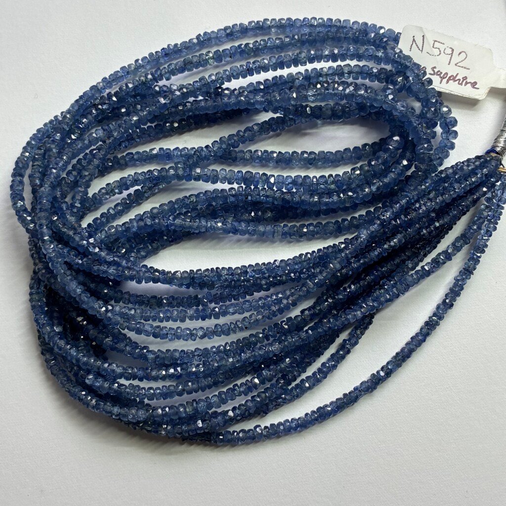 Blue Sapphire Rondelles, 41 Cm, 3.5- 2.5mm, Aaa Natural Burma