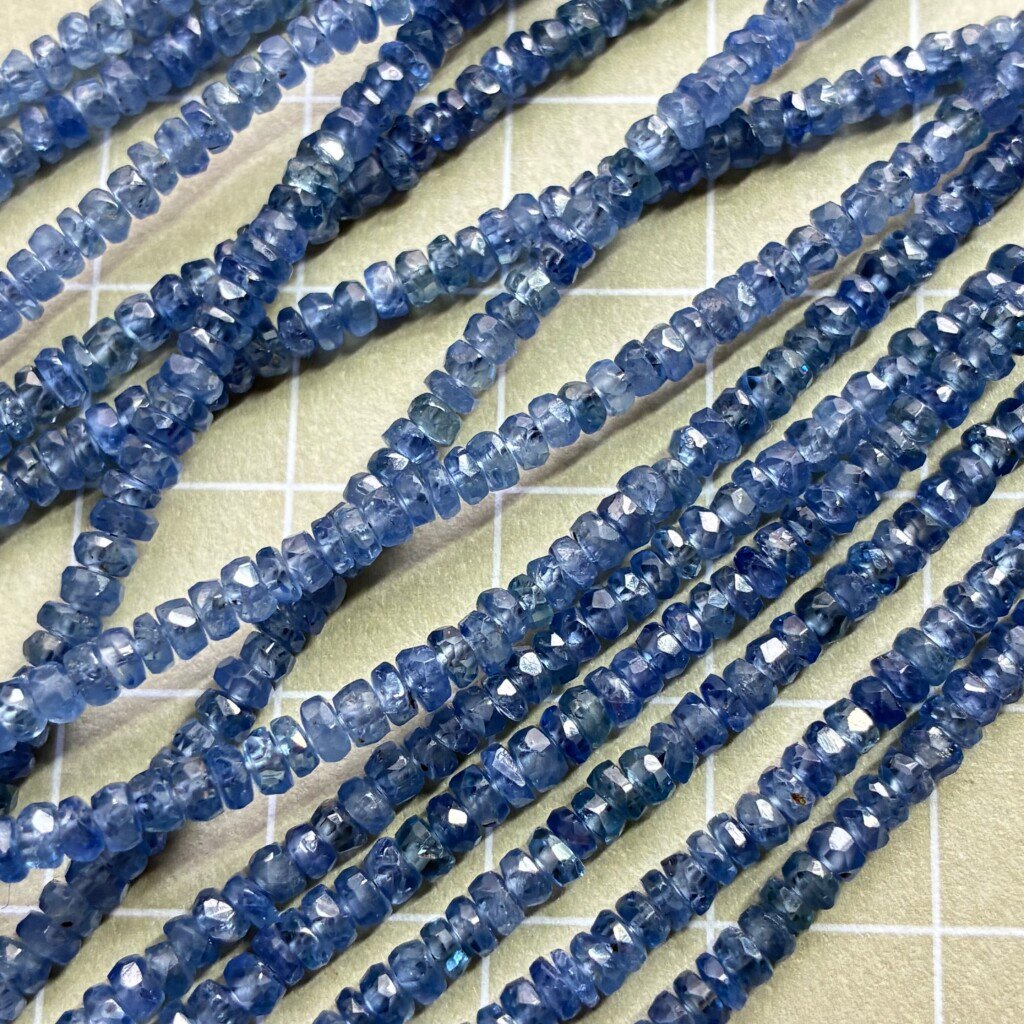Blue Sapphire Rondelles, 41 Cm, 3.5- 2.5mm, Aaa Natural Burma