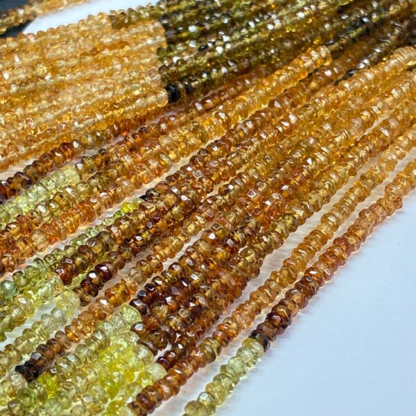 100% Tourmaline, Faceted Rondel, 40 cm, 2-3mm