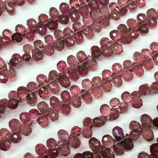 100% natural Pink Tourmaline,  Faceted Tear Drops, 40 Cm, 6*4mm